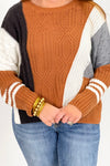 Sienna Multi Color Block Cableknit Sweater