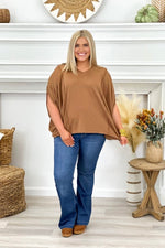 Mocha V-Neck Dolman Top