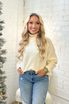 Cream Turtleneck Long Sleeve Knit Sweater