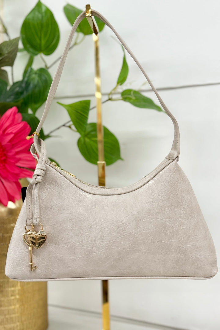 Kaitlyn Heart Locket Shoulder Purse - Cement - Lavish BoutiqueAccessories