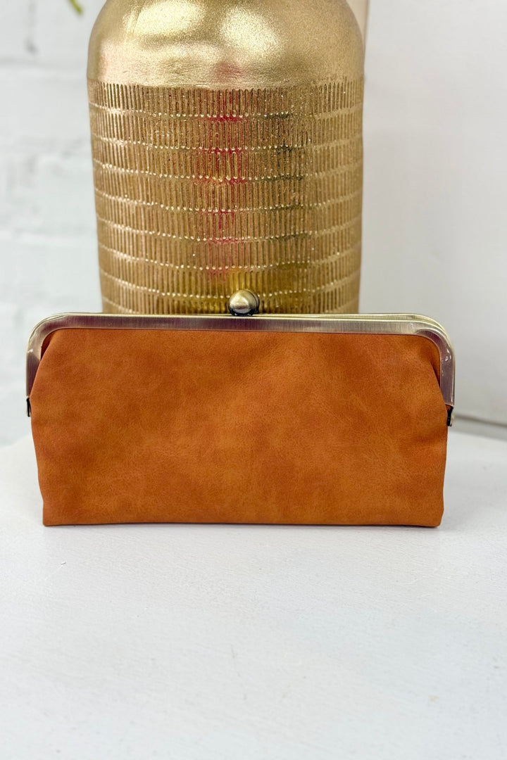 Karen Kiss Lock Clutch - Tan - Lavish Boutique Accessories