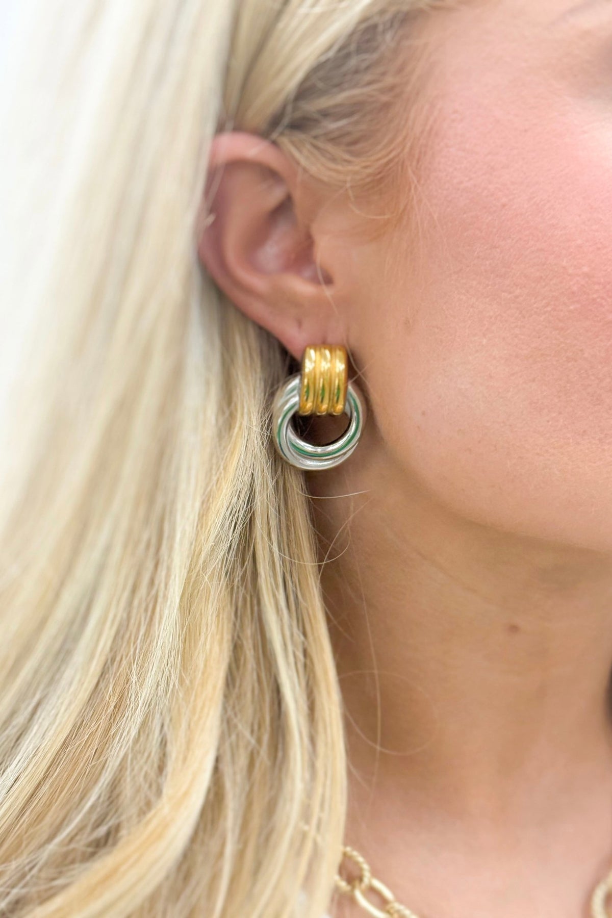 Two-tone metal statement earrings
