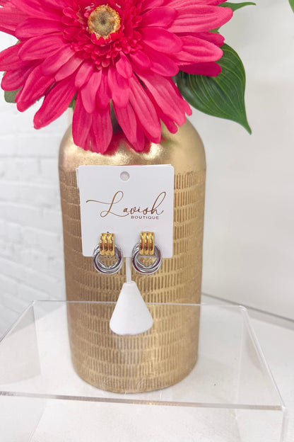Two-tone drop earrings