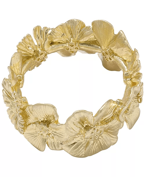 Gold ring with a raised floral design