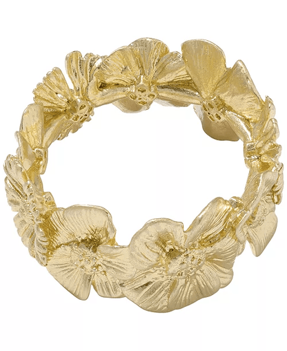 Gold ring with a raised floral design