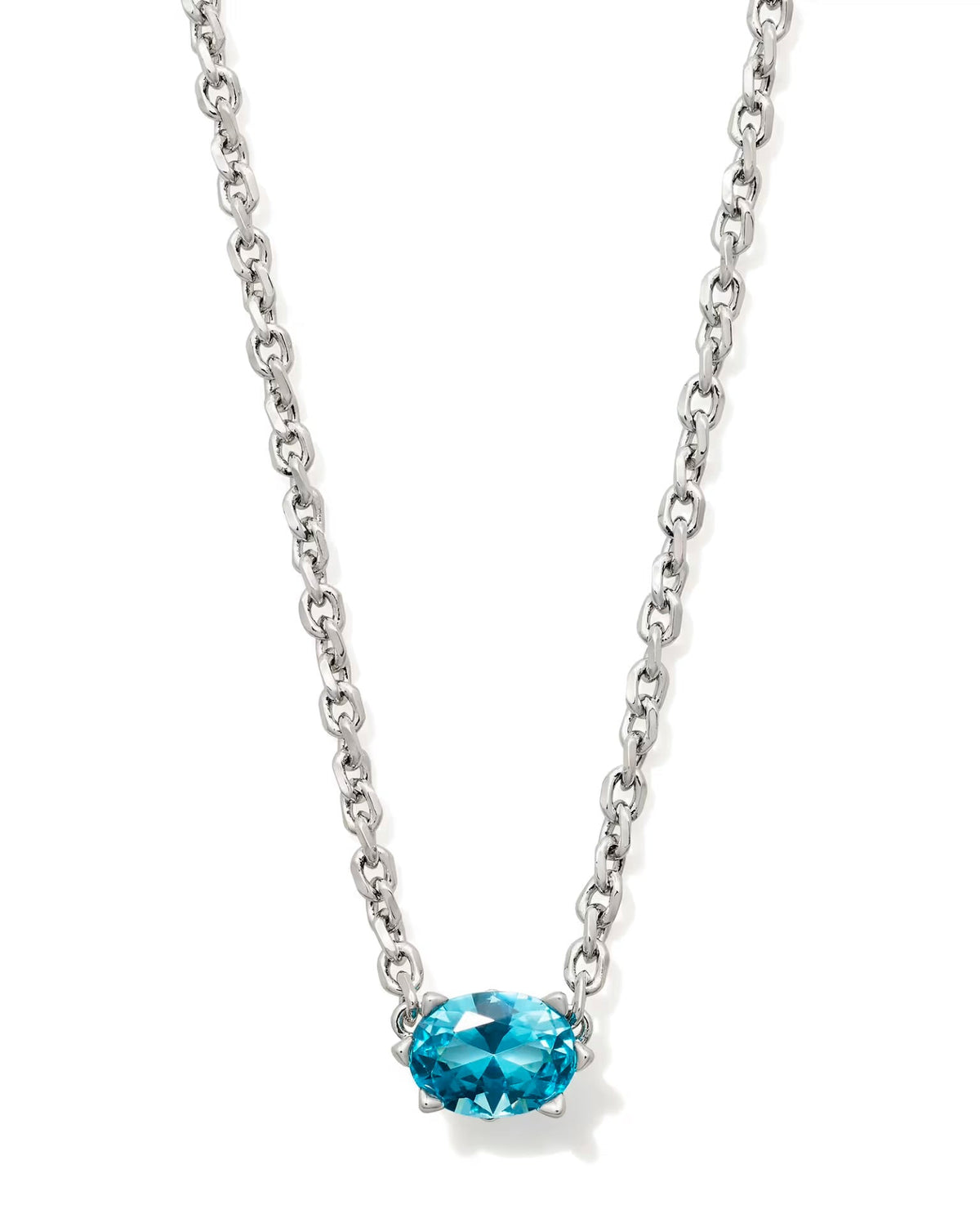 Aqua crystal pendant on a silver-tone chain