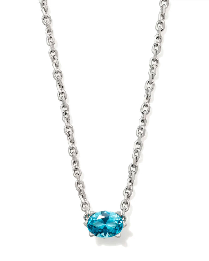 Aqua crystal pendant on a silver-tone chain