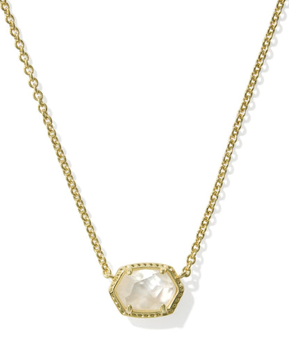 Ivory mother of pearl pendant on a gold chain