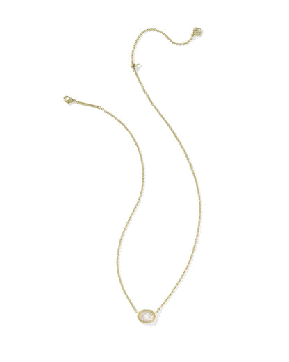 Gold necklace with a mother of pearl drop pendant