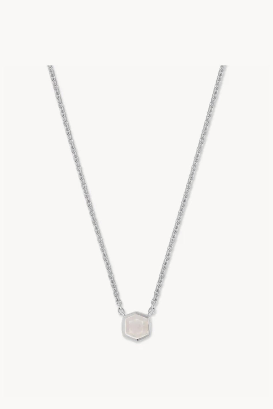 Silver necklace with an iridescent moonstone pendant