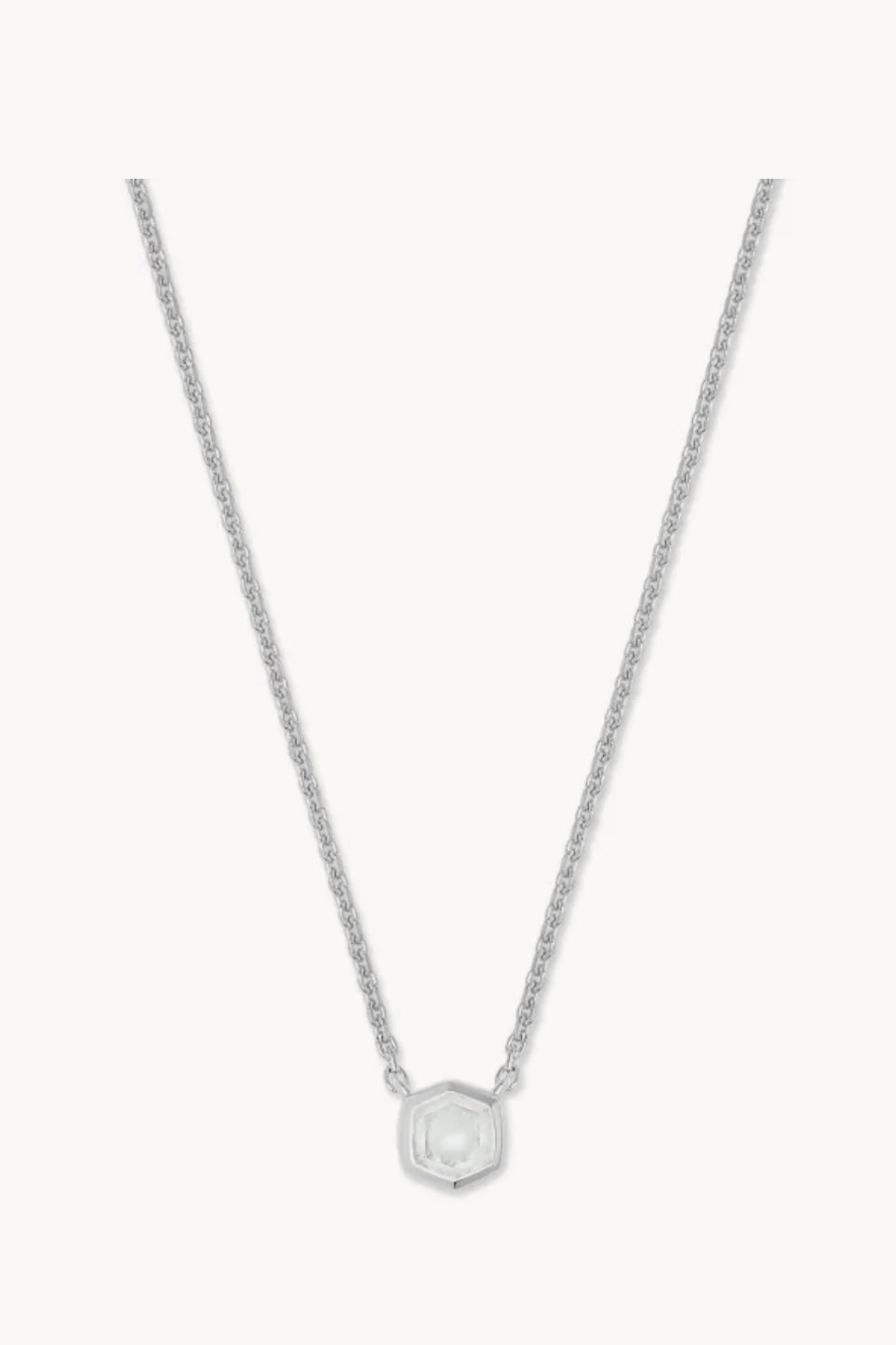 Silver necklace with a clear rock crystal drop