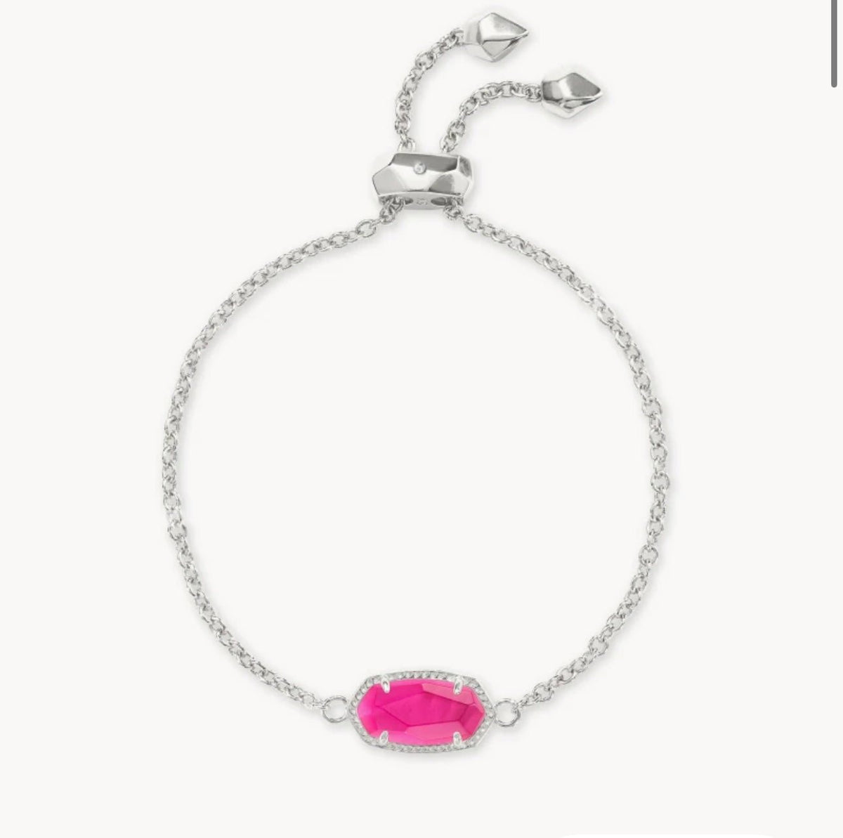Rhodium chain bracelet with a pink azalea stone