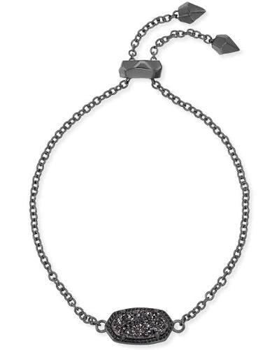 Gunmetal corded bracelet with a drusy stone