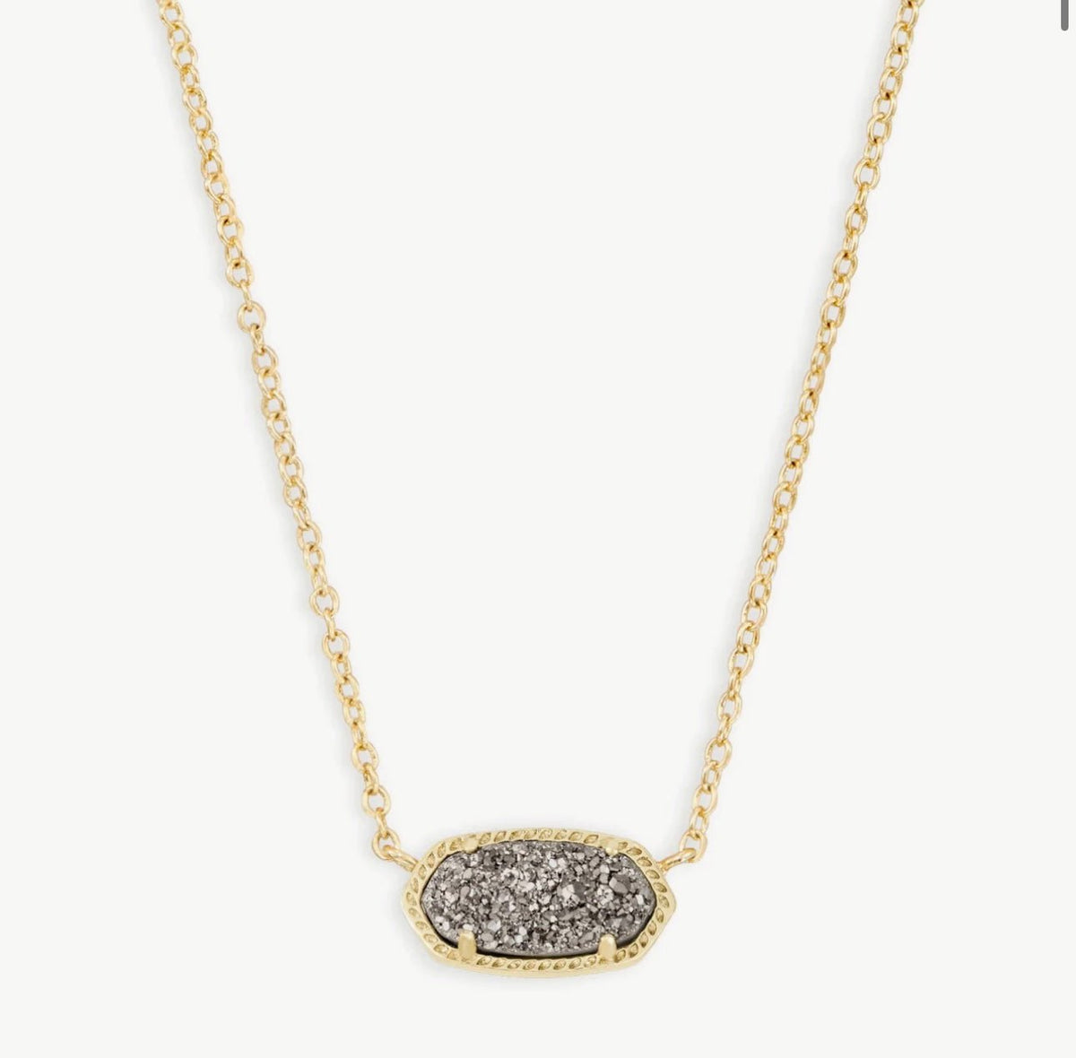 Drusy stone pendant on a gold chain