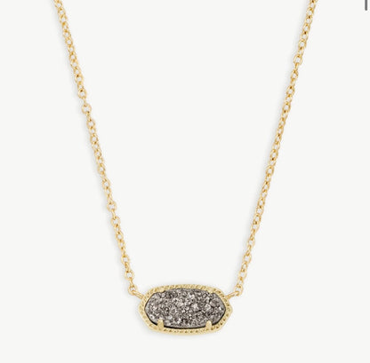Drusy stone pendant on a gold chain