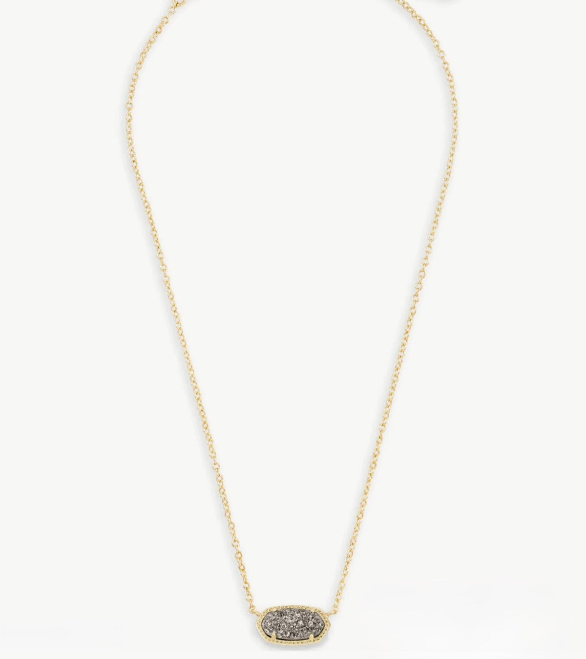 Gold necklace with a platinum drusy pendant