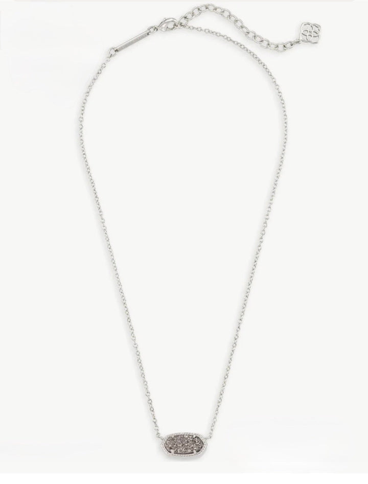 Rhodium necklace with a druzy stone pendant