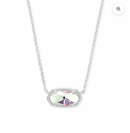 Rhodium chain necklace with a teardrop pendant