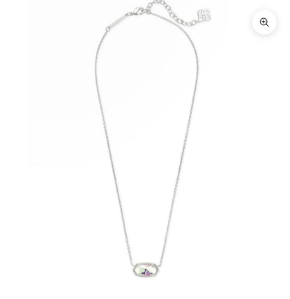 Silver-tone pendant necklace with a faceted stone