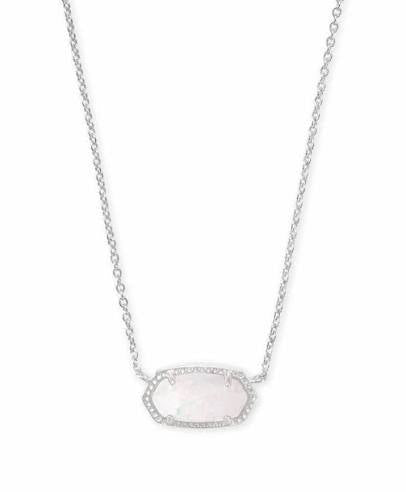 Rhodium necklace with a white opal pendant