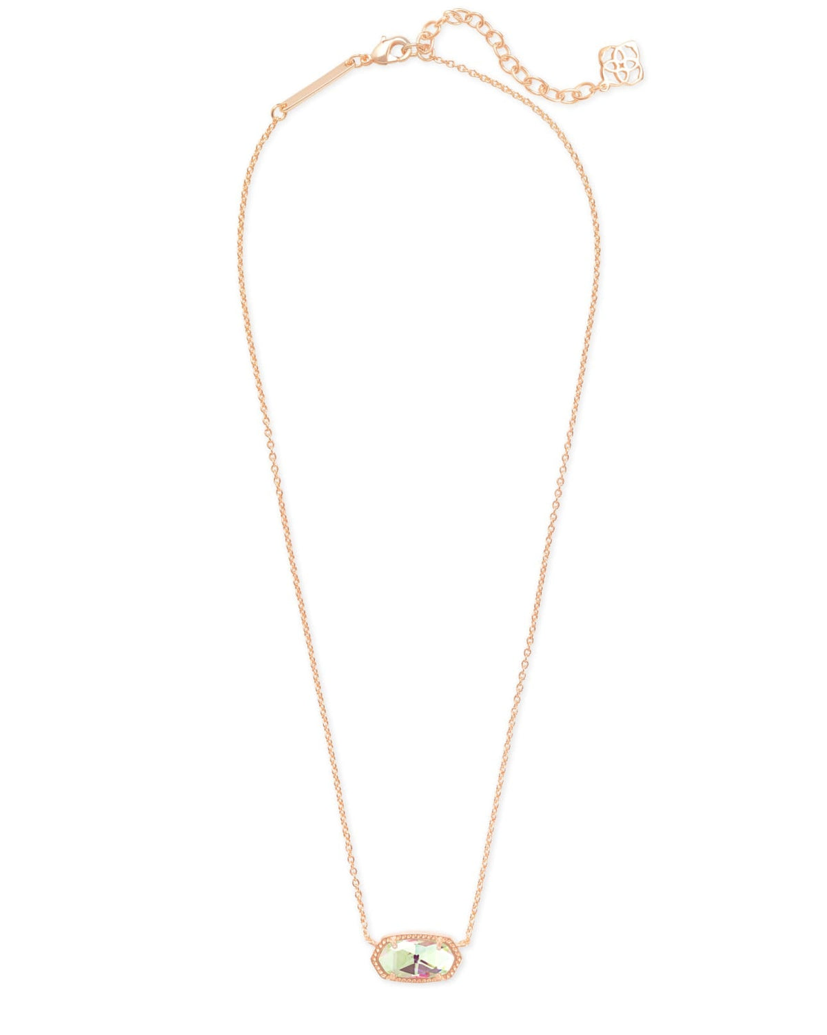 Dichroic glass pendant on a rose gold chain