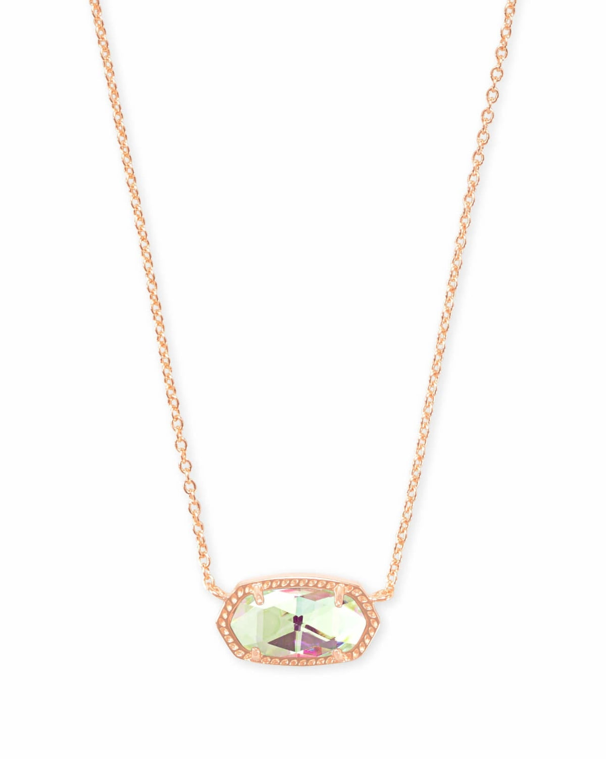 Rose gold necklace with a dichroic glass pendant