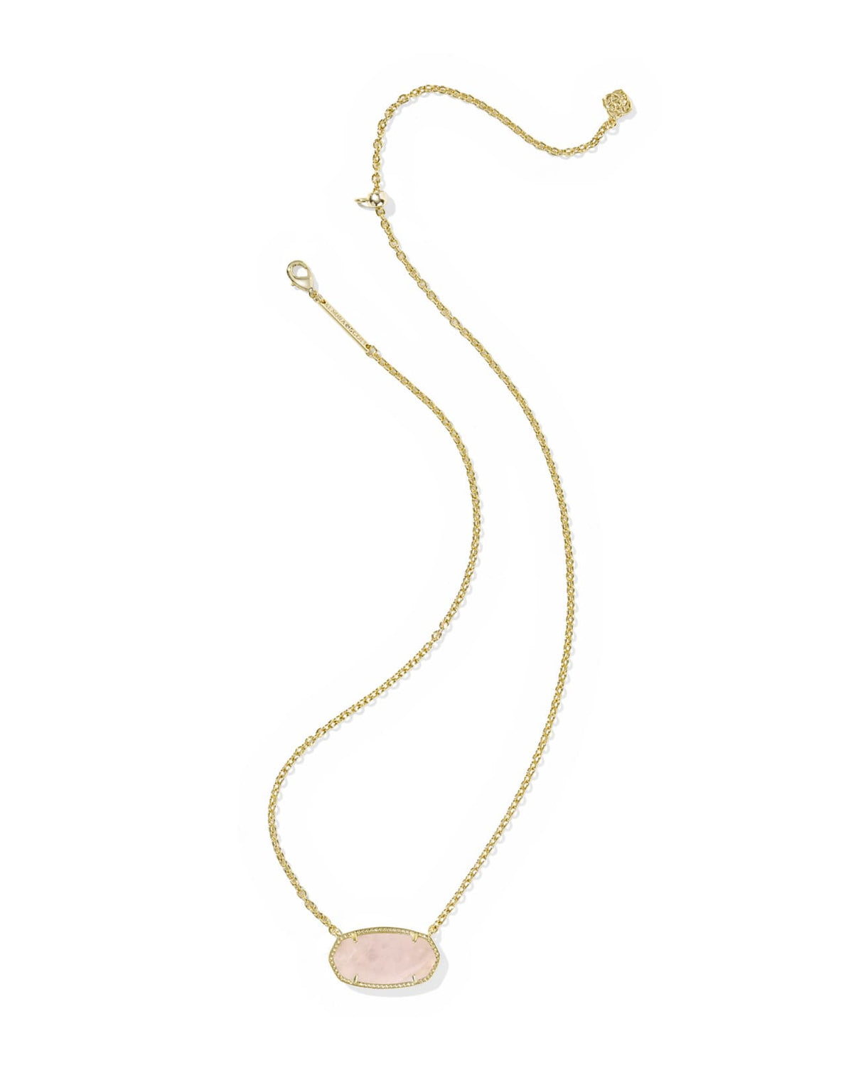 Gold necklace with a faceted rose quartz stone