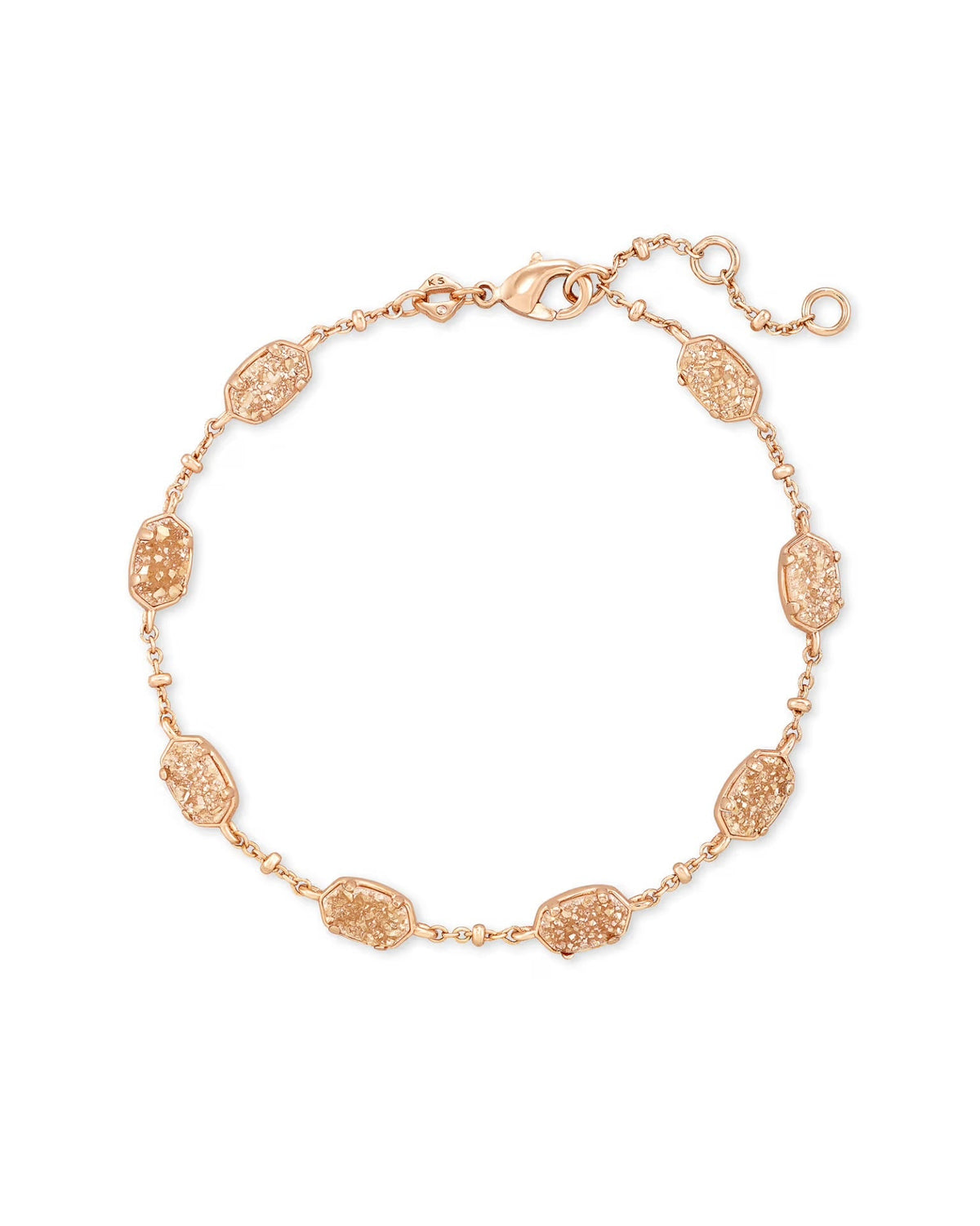 Rose gold link bracelet with a sand drusy stone