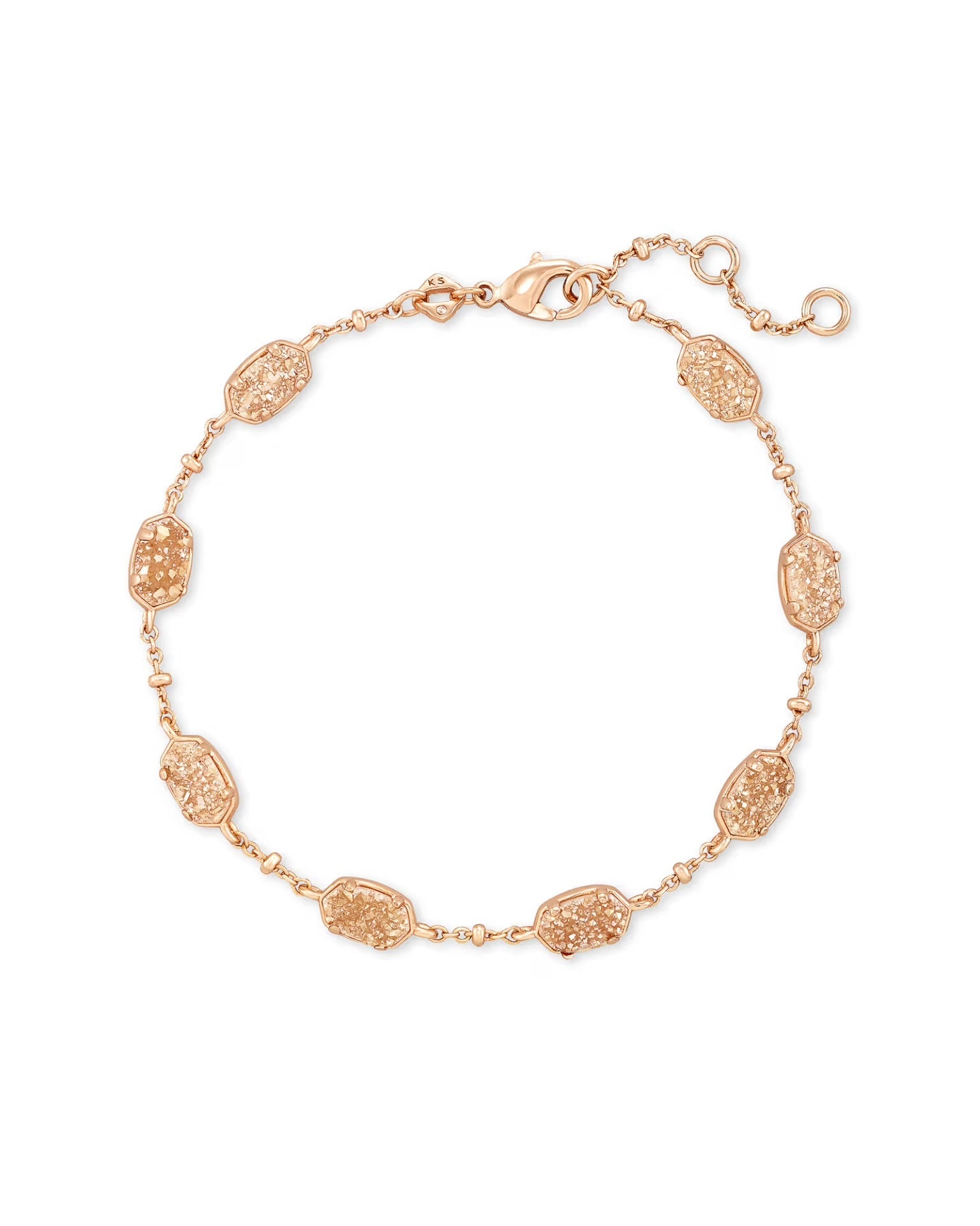 Rose gold link bracelet with a sand drusy stone