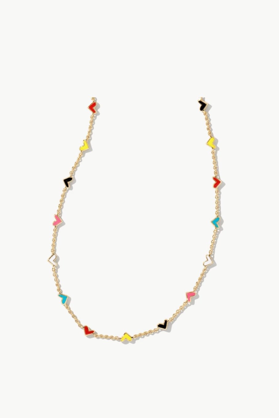 Heart charms on a gold multi-strand necklace