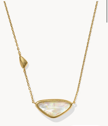Abalone shell pendant on a gold chain