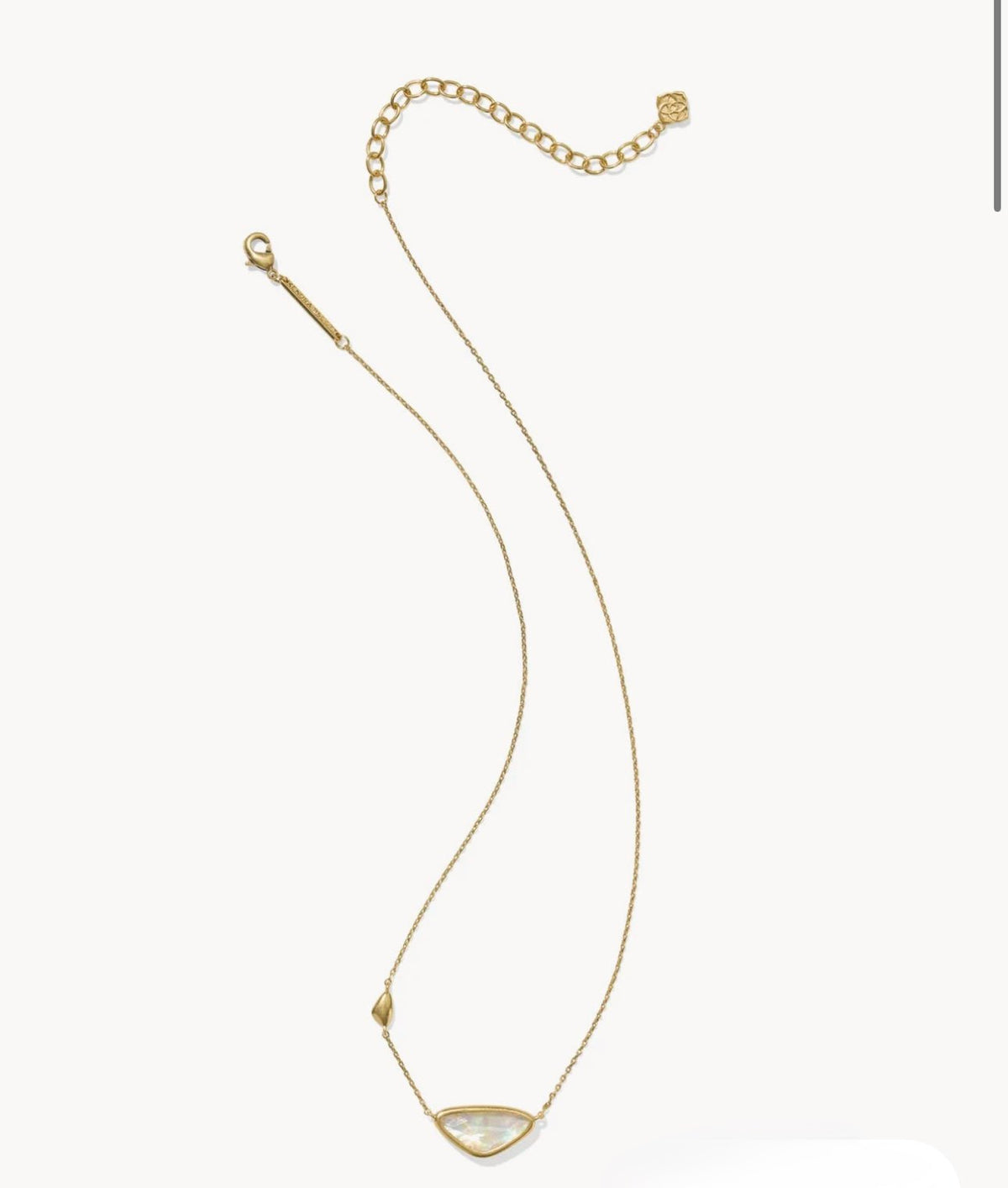Gold short necklace with an iridescent abalone pendant