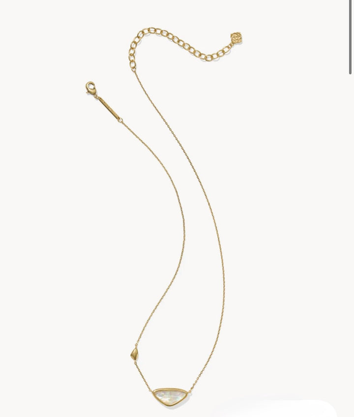 Kendra Scott Margot Short Pendant Necklace Gold Iridescent Abalone - Lavish Boutique Accessories