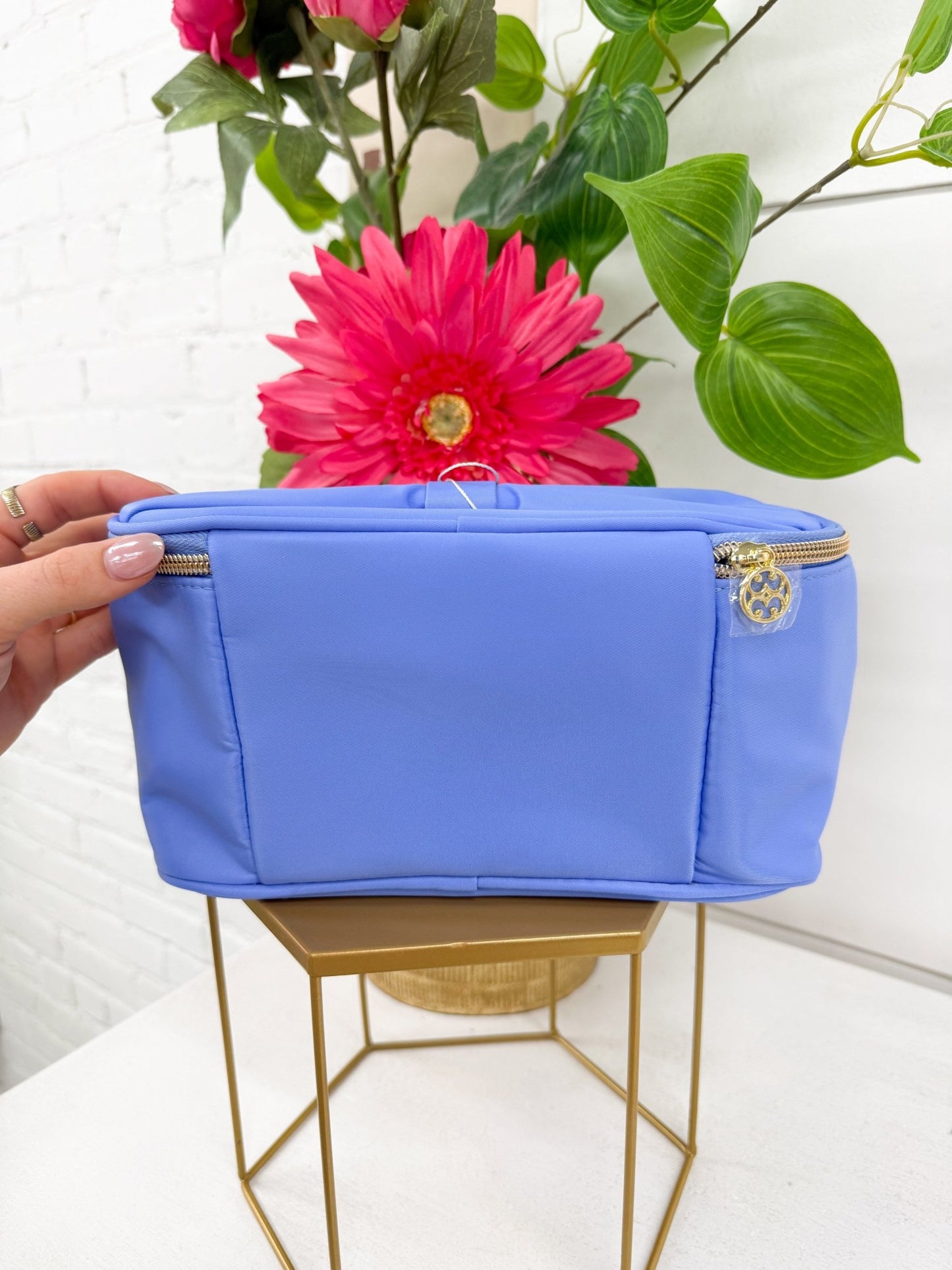 Cornflower patterned makeup bag