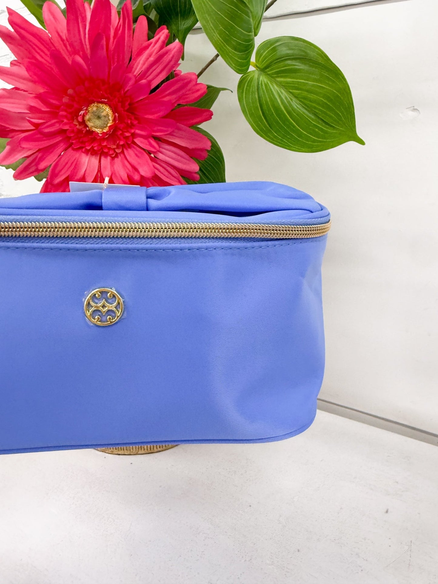 Kiss and Makeup bag in a cornflower colorway
