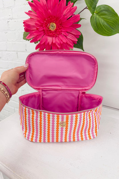 Sunstripe print Kiss and Makeup cosmetic bag