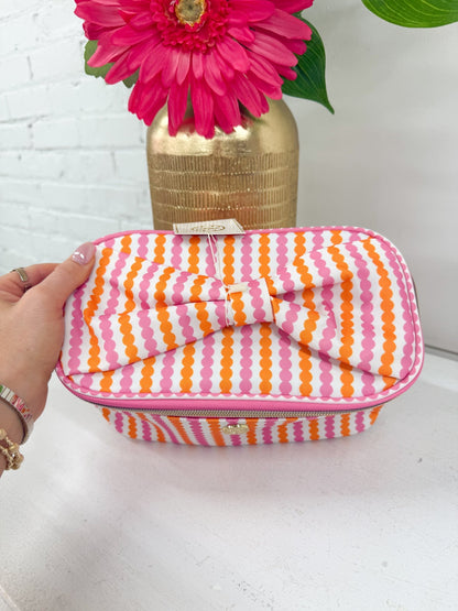 Kiss and Makeup cosmetic bag in the Sunstripe print