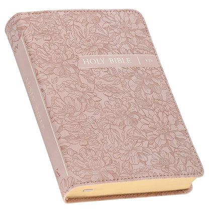 Compact KJV Bible bound in pink faux leather