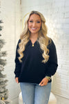 Black Collared V-Neck Sweater