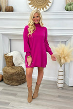 Magenta Soft Knit Sweater Dress