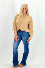 Camel Turtle Neck Textured Sweater