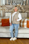 Mocha Zip Up Puffer Vest