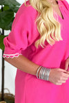 Pink Scallop Detail Shift Dress