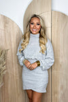 Heather Grey Long Sleeve Turtle Neck Wrap Dress