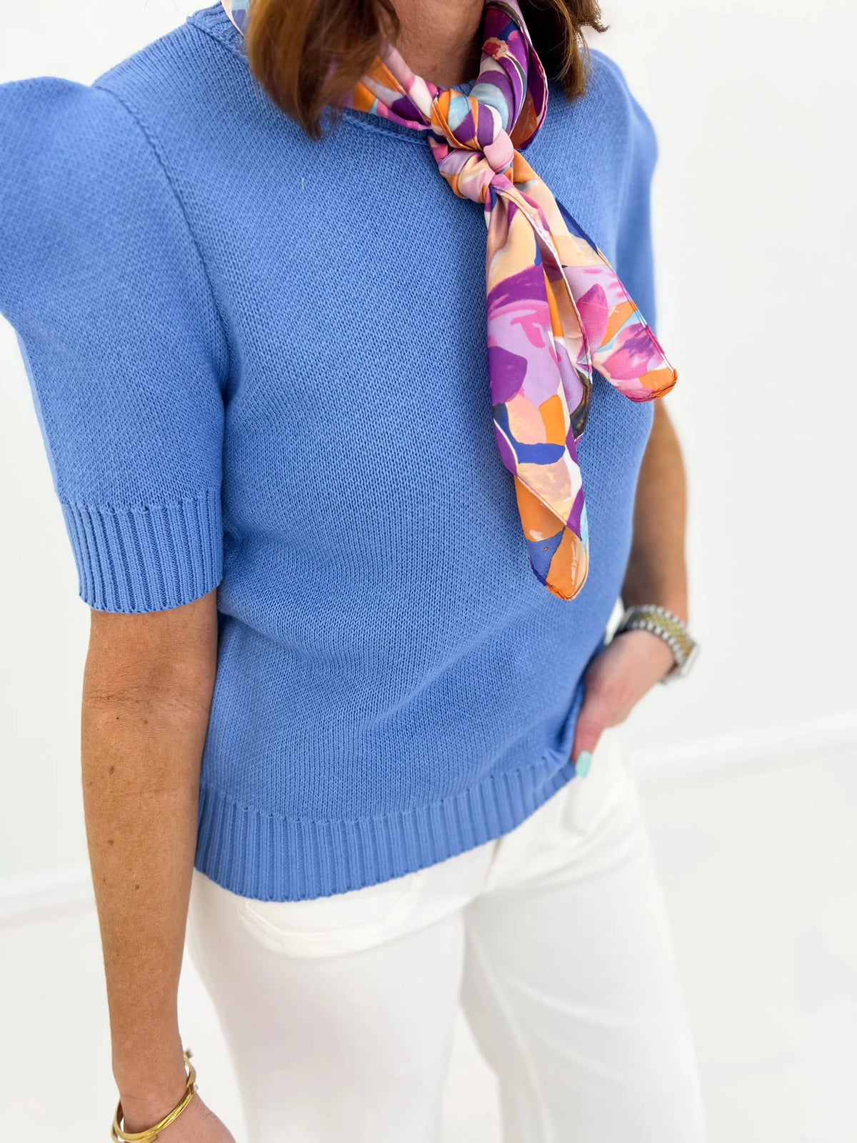 Lavender and multicolour floral print scarf