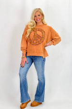 Persimmon Peace Sign Patch Sweatshirt