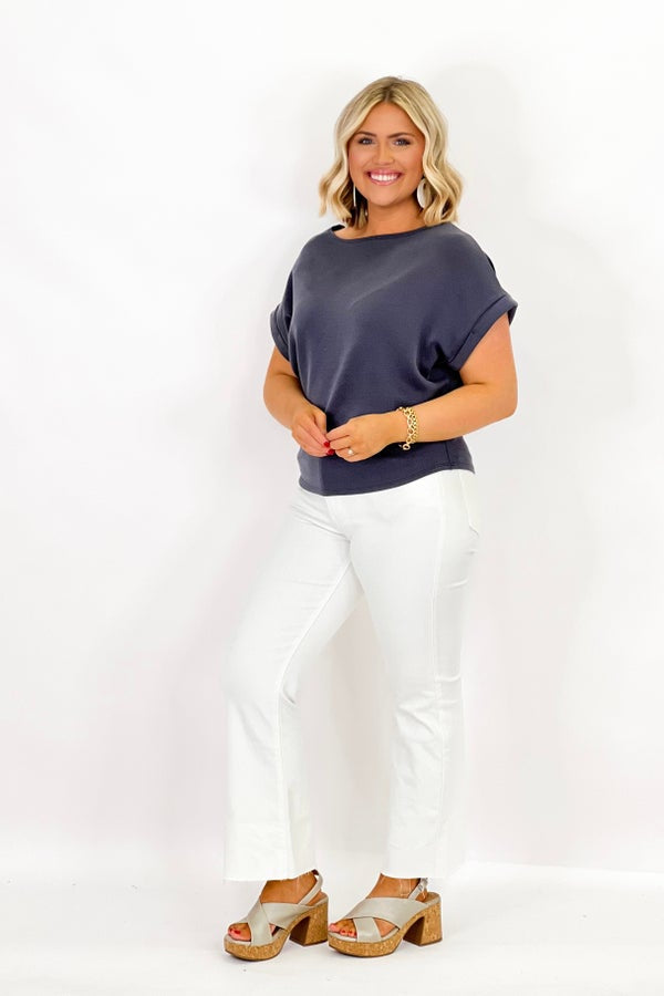 Graphite Cuff Sleeve Top