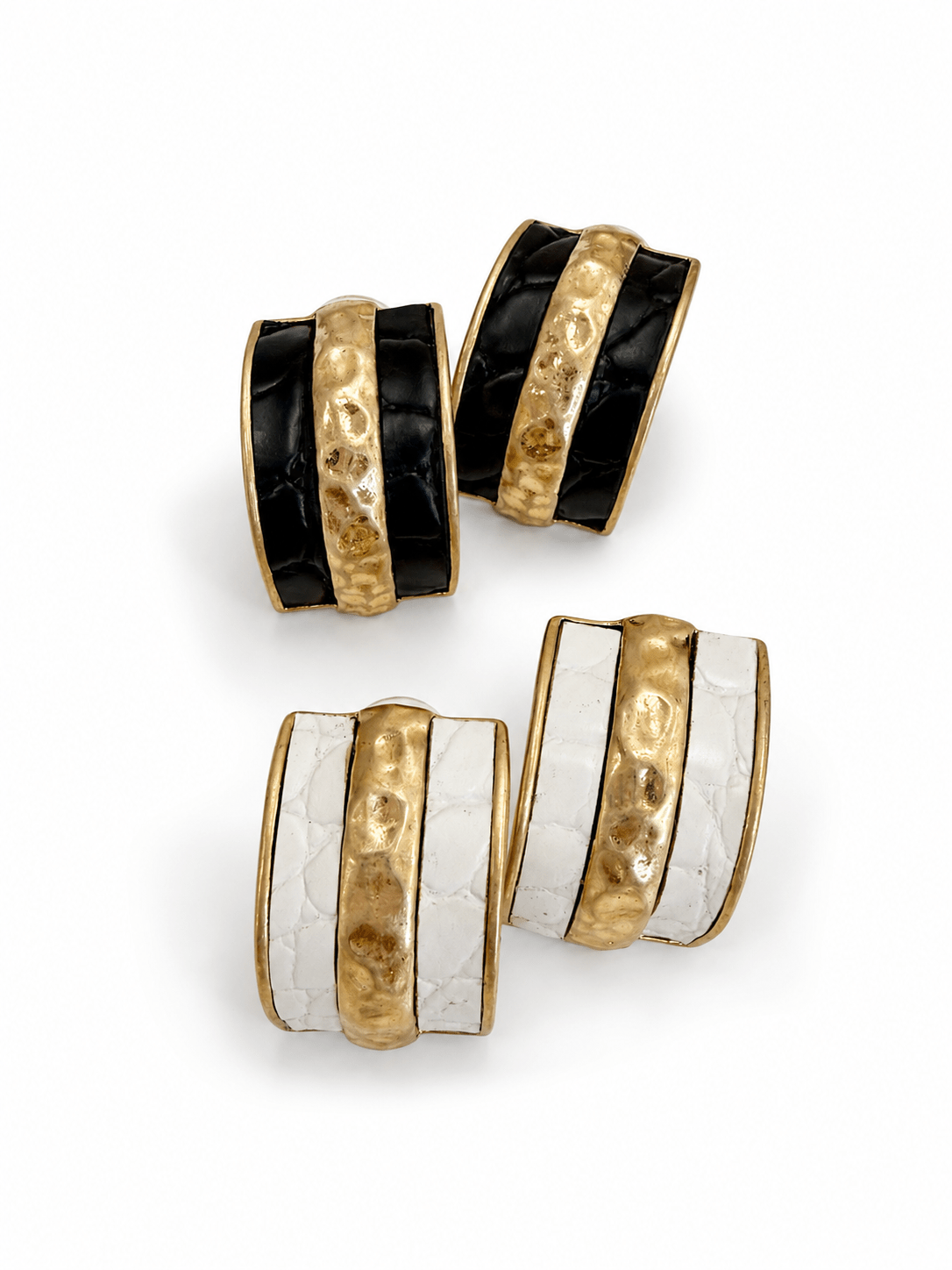 Hoop earrings with a leather-textured surface