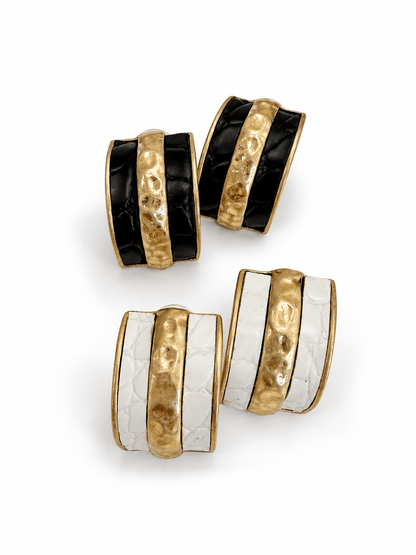 Hoop earrings with a leather-textured surface
