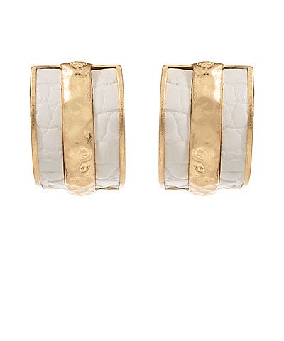 Vintage gold hoops wrapped in textured leather